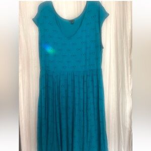 Torrid teal jersey knit Dress with Glasses Print